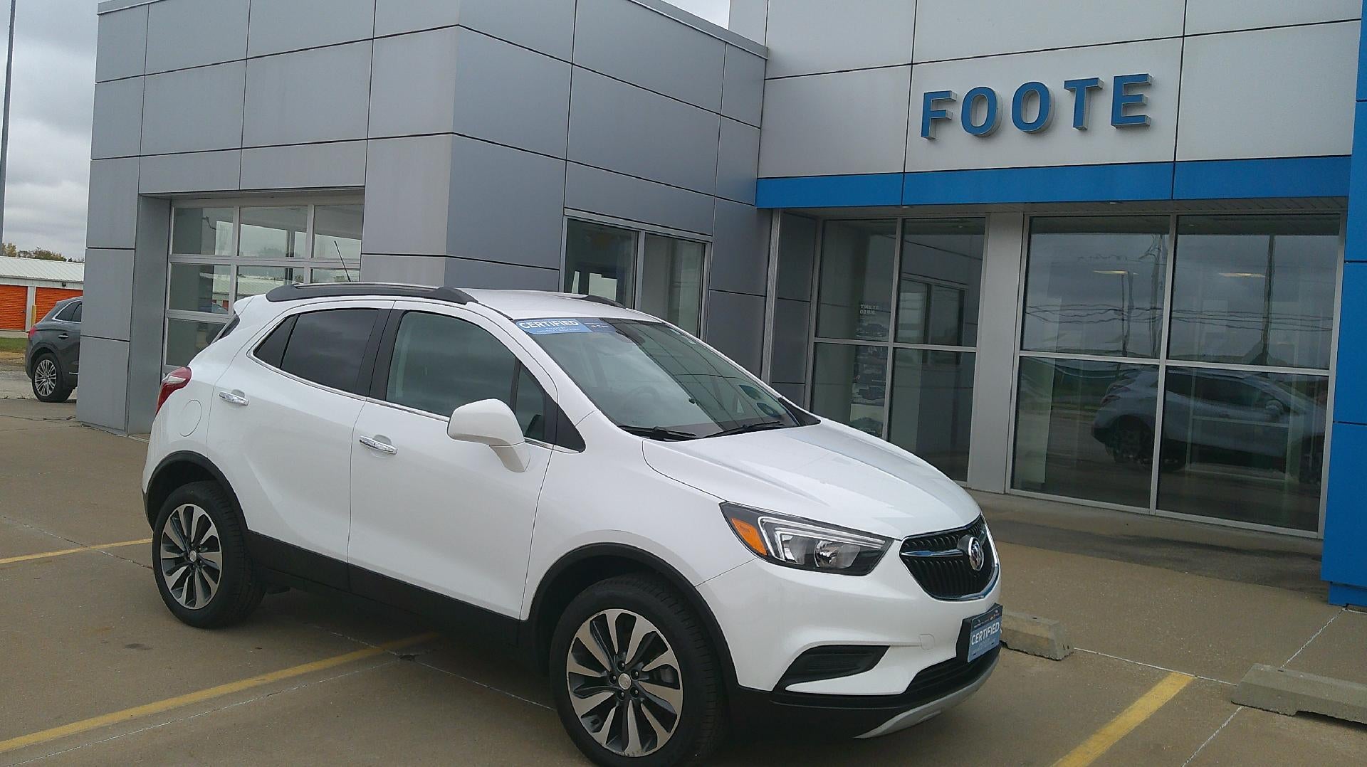 2022 Buick Encore Preferred in Summit White — front three-quarter view